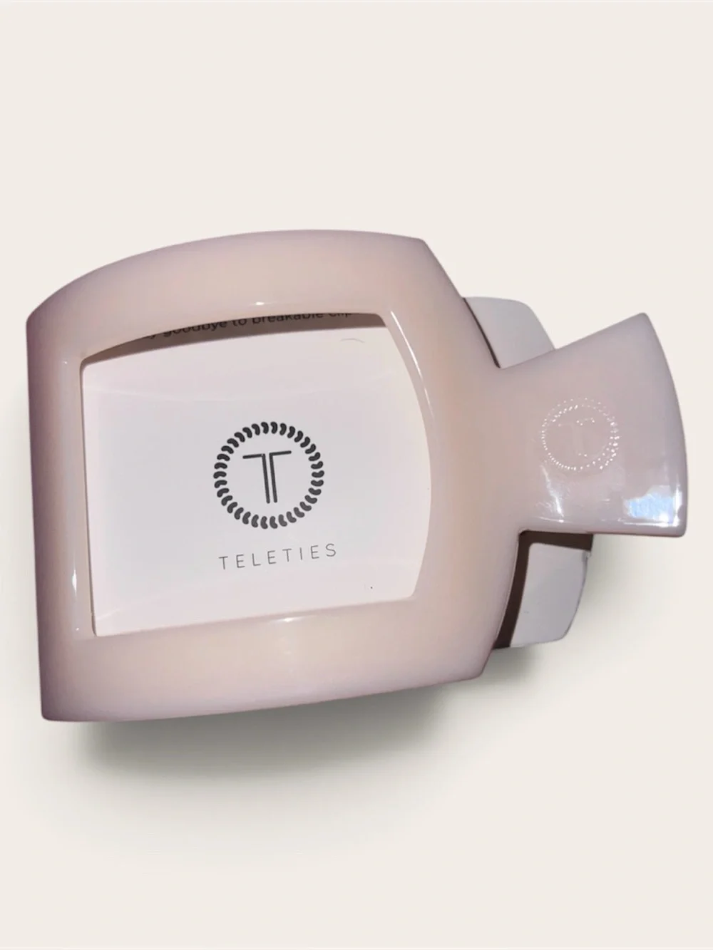TELETIES • Almond Beige Small Flat Square Hair Clip • New in Packaging